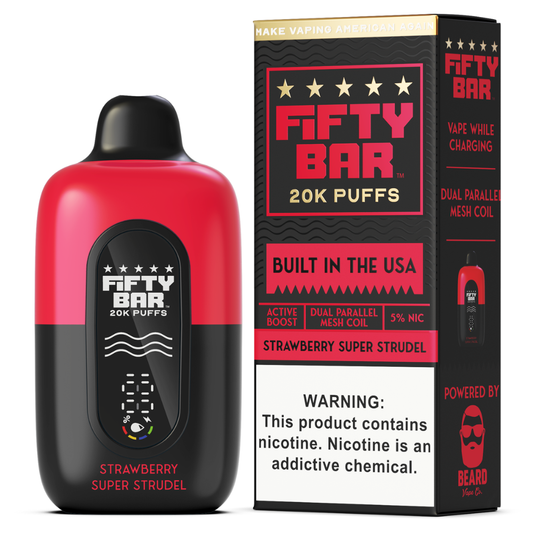 Strawberry Super Strudel – Fifty Bar Black Series | 20K Puffs