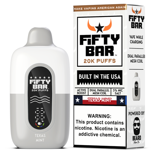 Texas Mint – Fifty Bar White Series | 20K Puffs