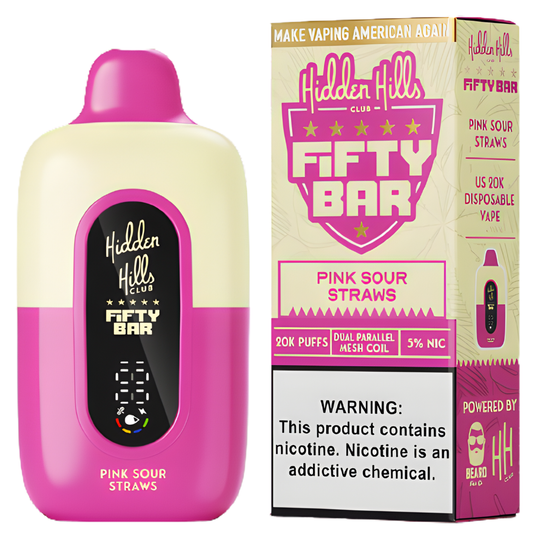 Pink Sour Straws – Fifty Bar X Hidden Hills | 20K Puffs